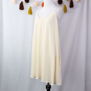Dee Elle NEW Ivory Crepe Racerback Swing Shift Scoop Neck Dress POCKETS Medium
